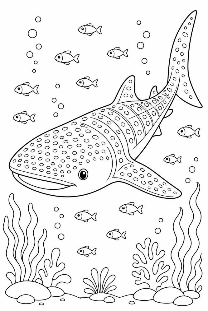 Whale Shark Whale Shark School Of Small Fish coloring page