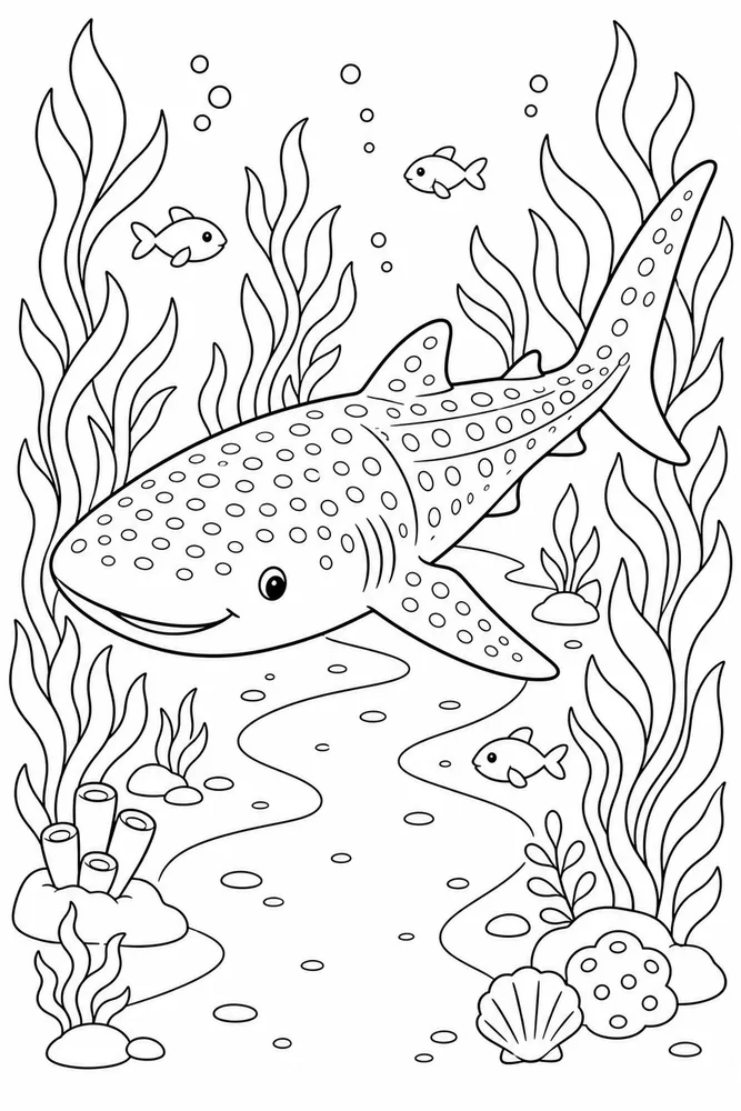 Whale Shark Whale Shark Seaweed Path coloring page