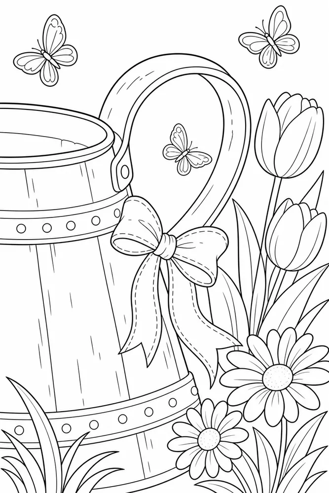 Hello Spring Hello spring close up detail coloring page