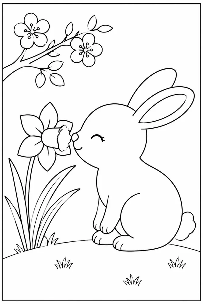 Hello Spring Hello spring easy beginner page coloring page