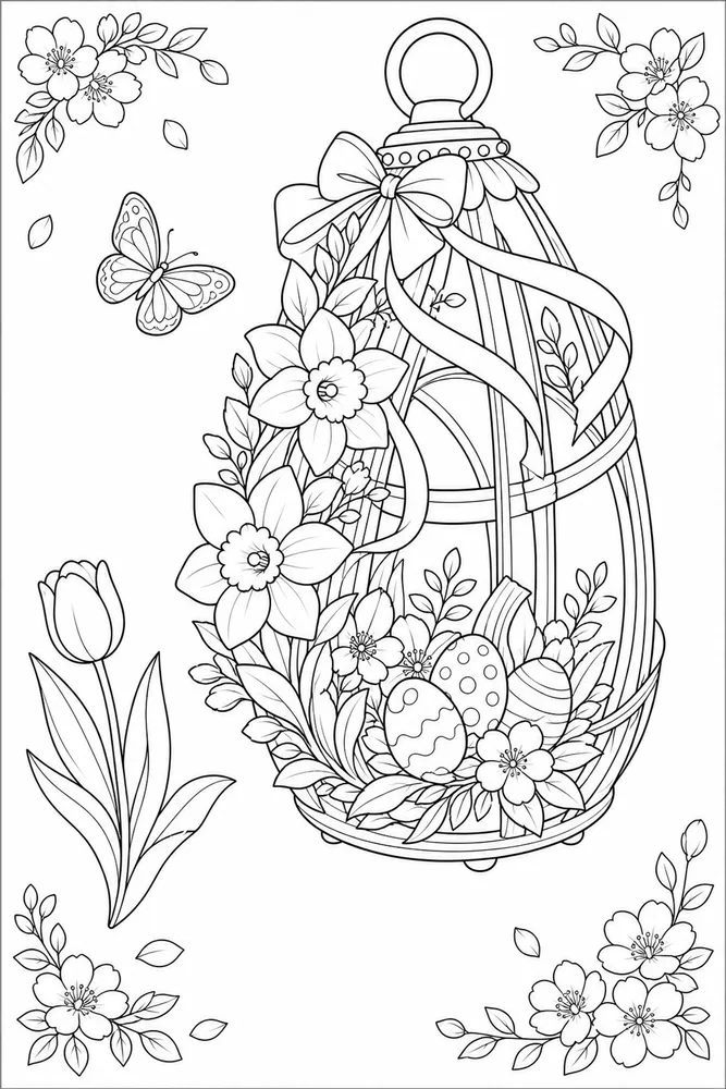Hello Spring Coloring Pages preview: Hello Spring Hello spring front portrait coloring page