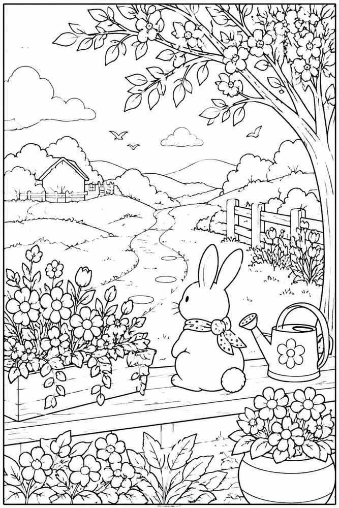 Hello Spring Hello spring habitat background coloring page