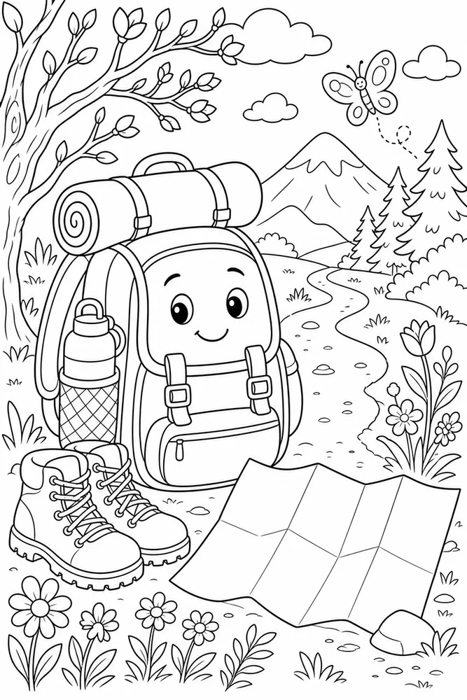 Spring Break Trail Backpack Scene coloring page