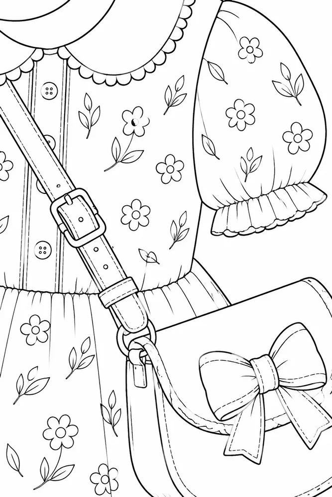 Spring Clothes Spring clothes close up detail coloring page
