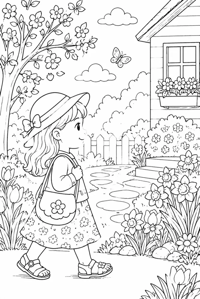 Spring Clothes Spring clothes simple scene coloring page