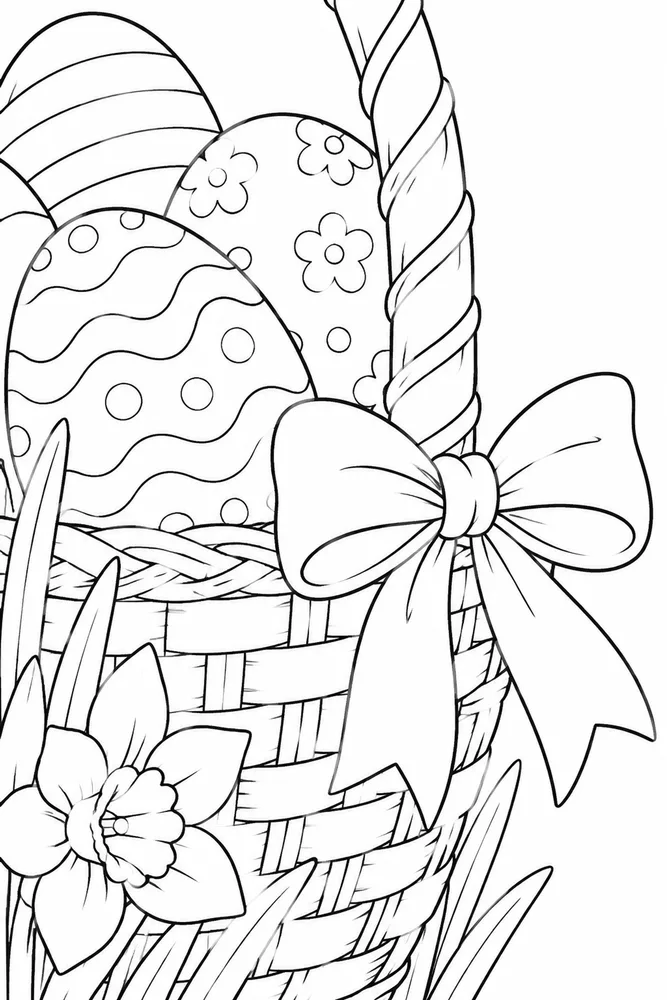 Spring Easter Spring easter close up detail coloring page