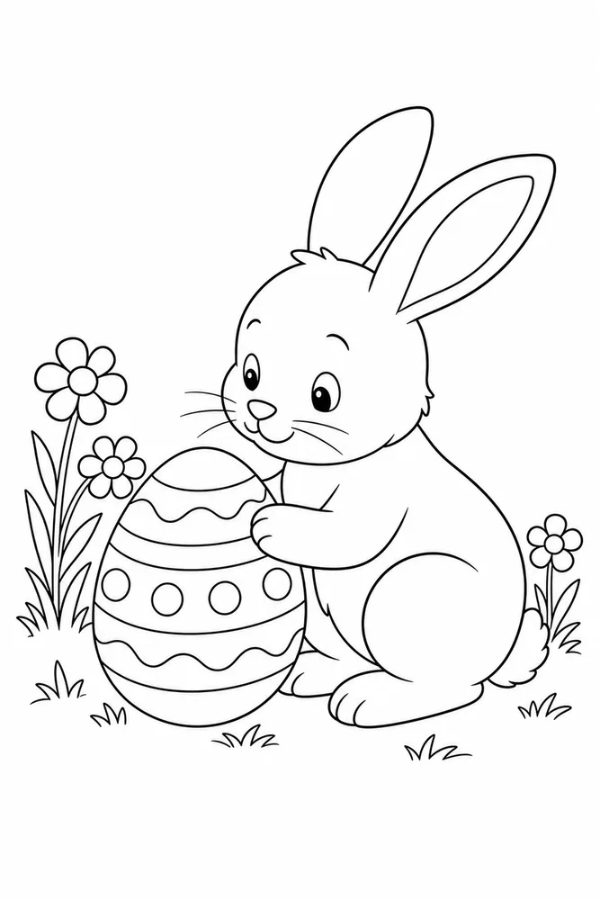 Spring Easter Spring easter easy beginner page coloring page