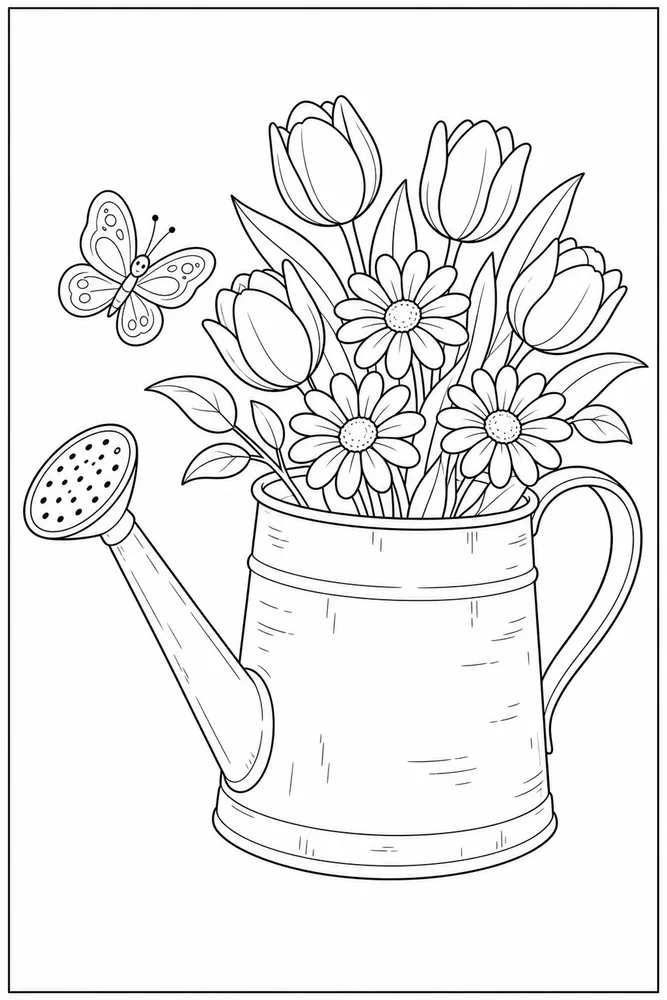 Spring Months Coloring Pages preview: Spring Months Spring months front portrait coloring page