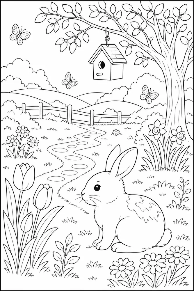 Spring Months Spring months habitat background coloring page