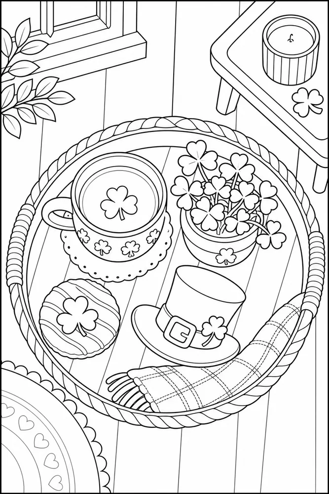 Easy St Patricks Day Easy st patricks day cozy indoor moment coloring page