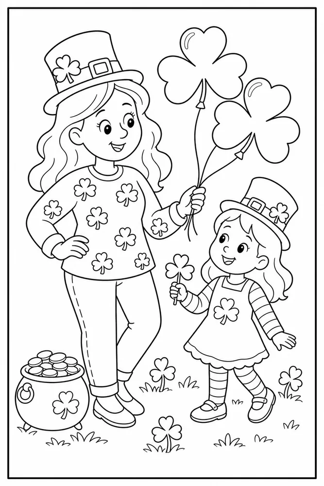 Easy St Patricks Day Easy st patricks day family scene coloring page
