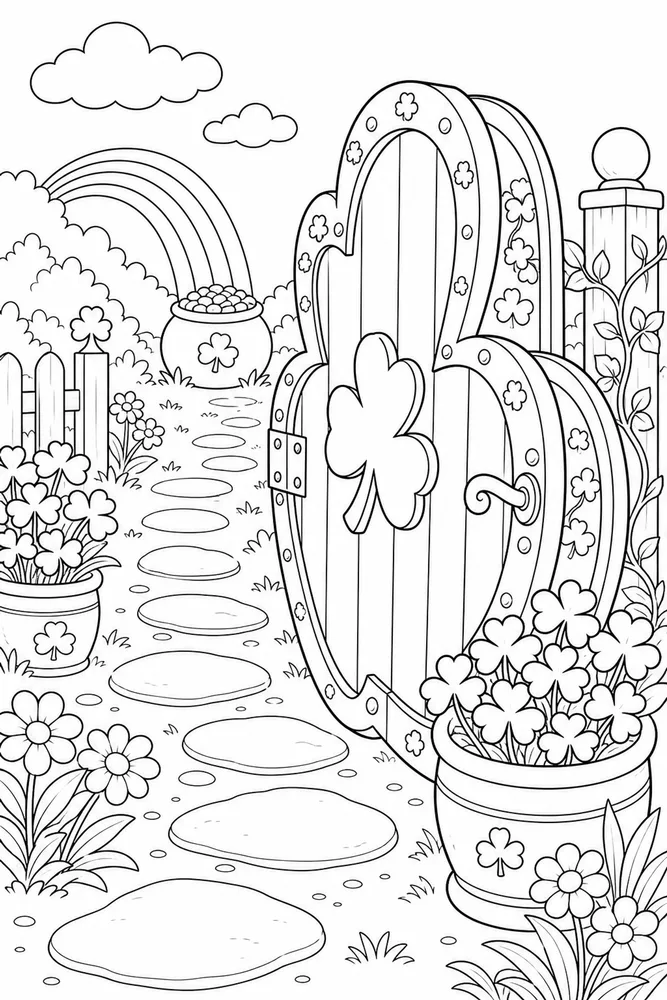 Easy St Patricks Day Easy st patricks day garden setting coloring page