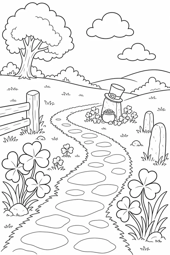 Easy St Patricks Day Easy st patricks day outdoor path coloring page