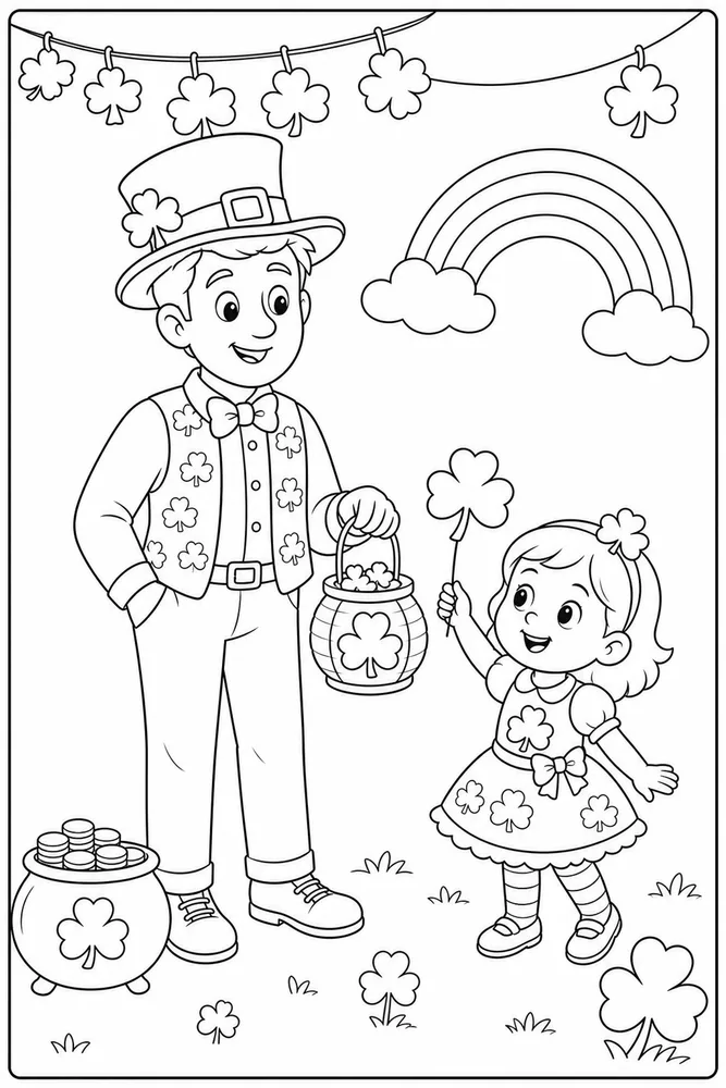 Preschool St Patricks Day Preschool st patricks day family scene coloring page