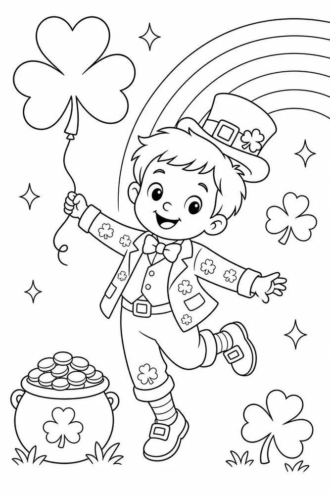 Preschool St Patricks Day Preschool st patricks day playful pose coloring page