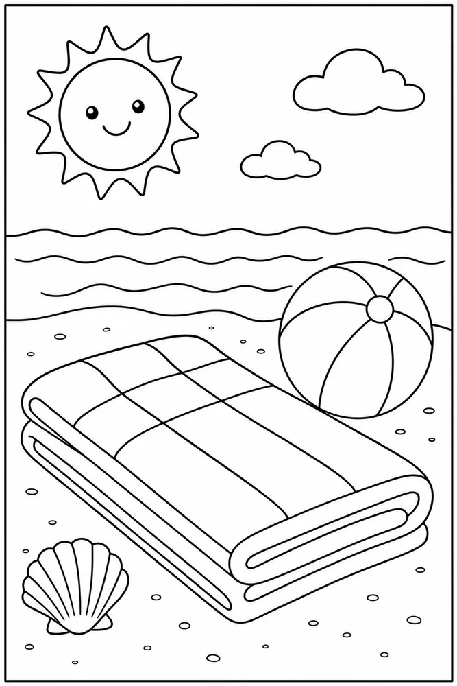 Easy Summer Beach Towel coloring page