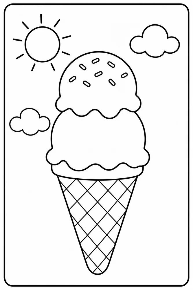 Easy Summer Ice Cream Cone coloring page