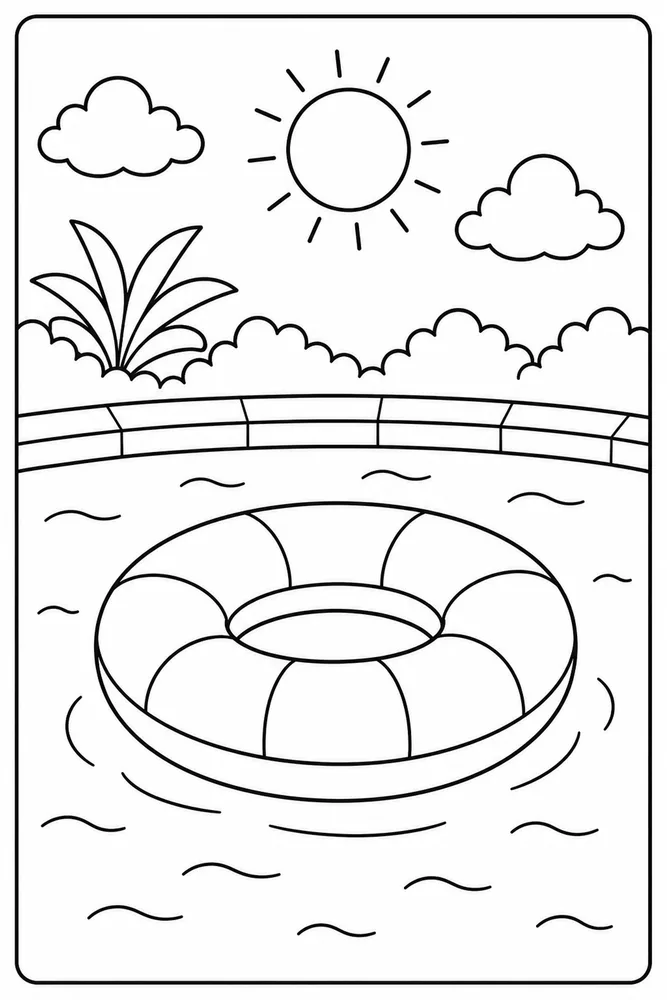 Easy Summer Simple Pool Float coloring page