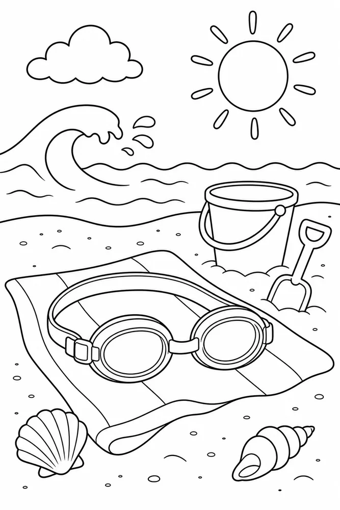 Easy Summer Swim Goggles coloring page