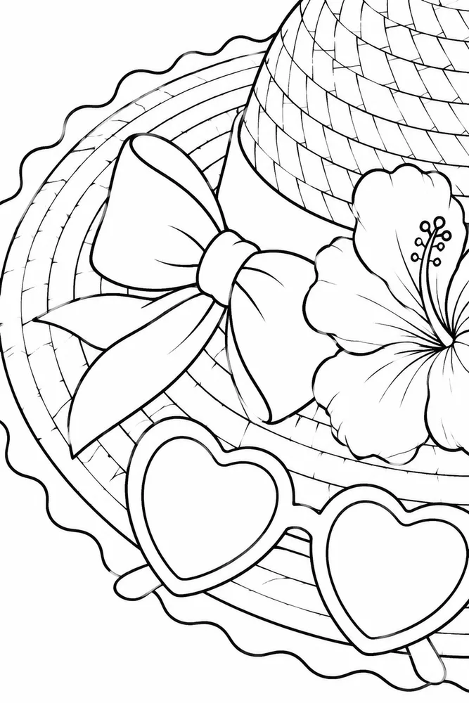 Hello Summer Hello summer close up detail coloring page