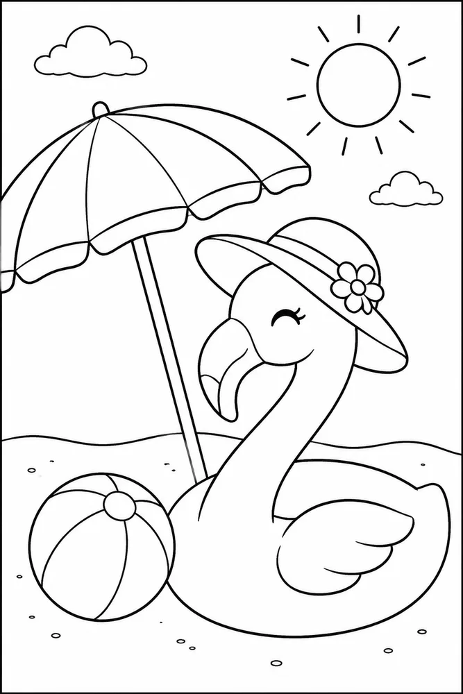 Hello Summer Hello summer easy beginner page coloring page