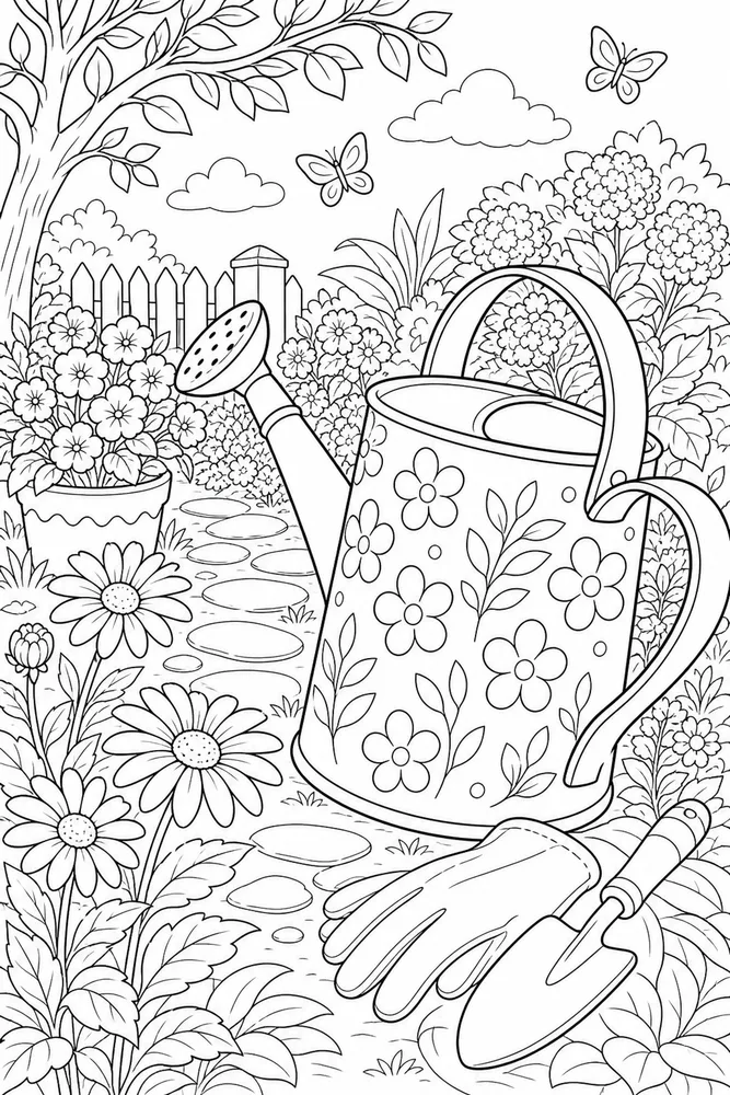 Hello Summer Hello summer garden setting coloring page