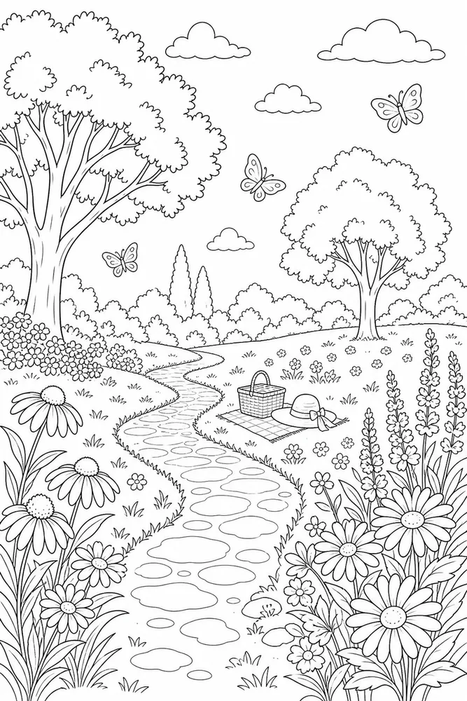 Hello Summer Hello summer outdoor path coloring page