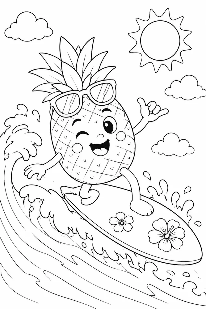 Hello Summer Hello summer playful pose coloring page