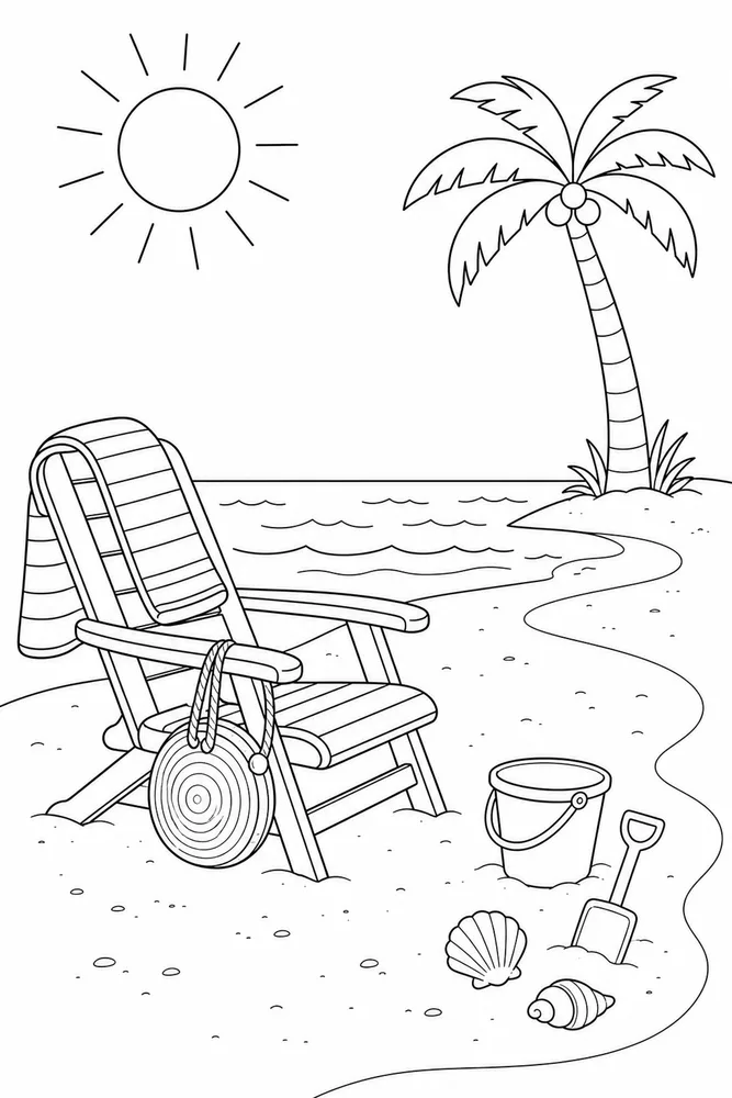 Hello Summer Hello summer simple scene coloring page