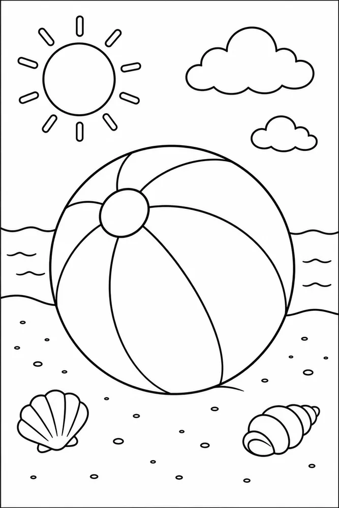 Preschool Summer Beach Ball coloring page
