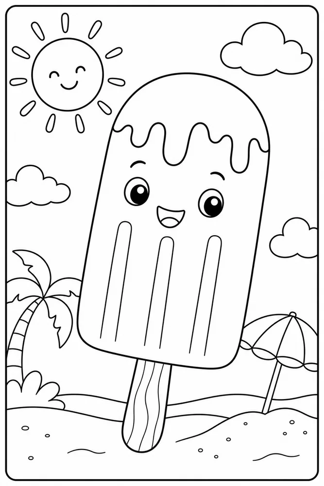 Preschool Summer Popsicle coloring page
