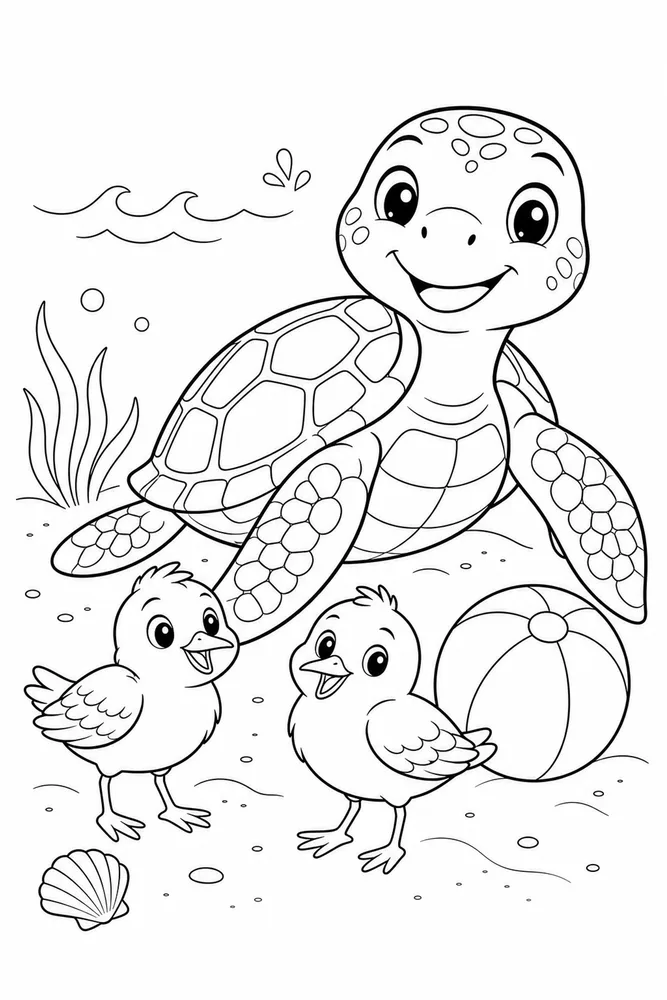 Summer Animals Coloring Pages preview: Summer Animals Summer animals front portrait coloring page