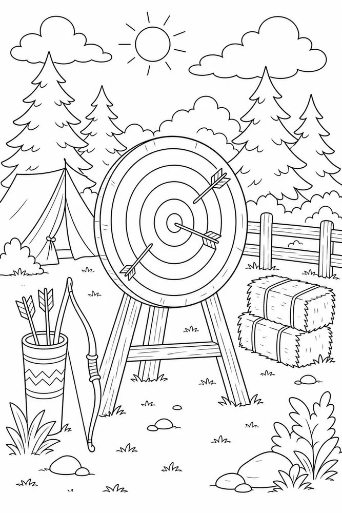 Summer Camp Archery Target coloring page