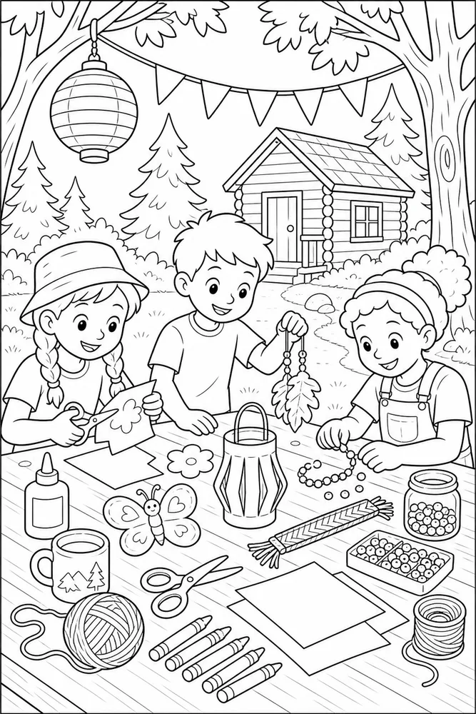 Summer Camp Craft Table coloring page
