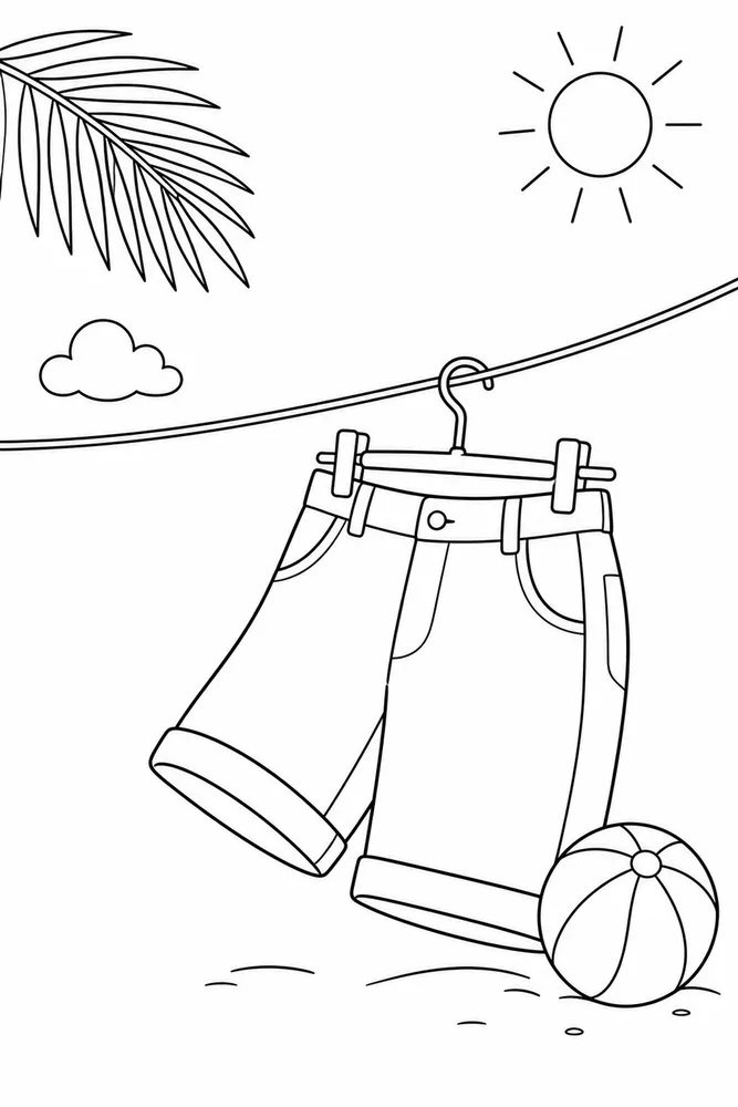 Summer Clothes Summer clothes easy beginner page coloring page