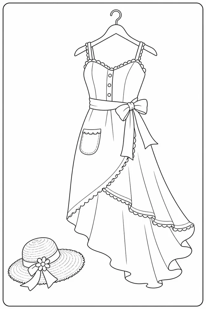 Summer Clothes Coloring Pages preview: Summer Clothes Summer clothes front portrait coloring page