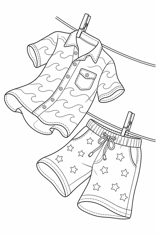 Summer Clothes Summer clothes playful pose coloring page