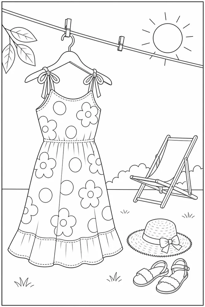 Summer Clothes Summer clothes simple scene coloring page