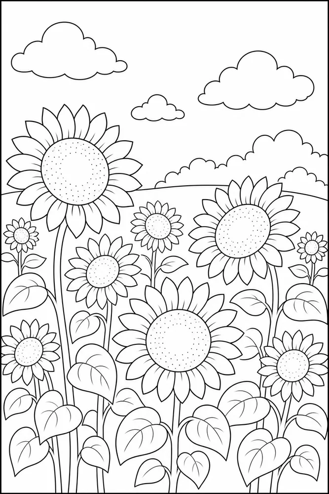 Summer Flowers Sunflower Field coloring page