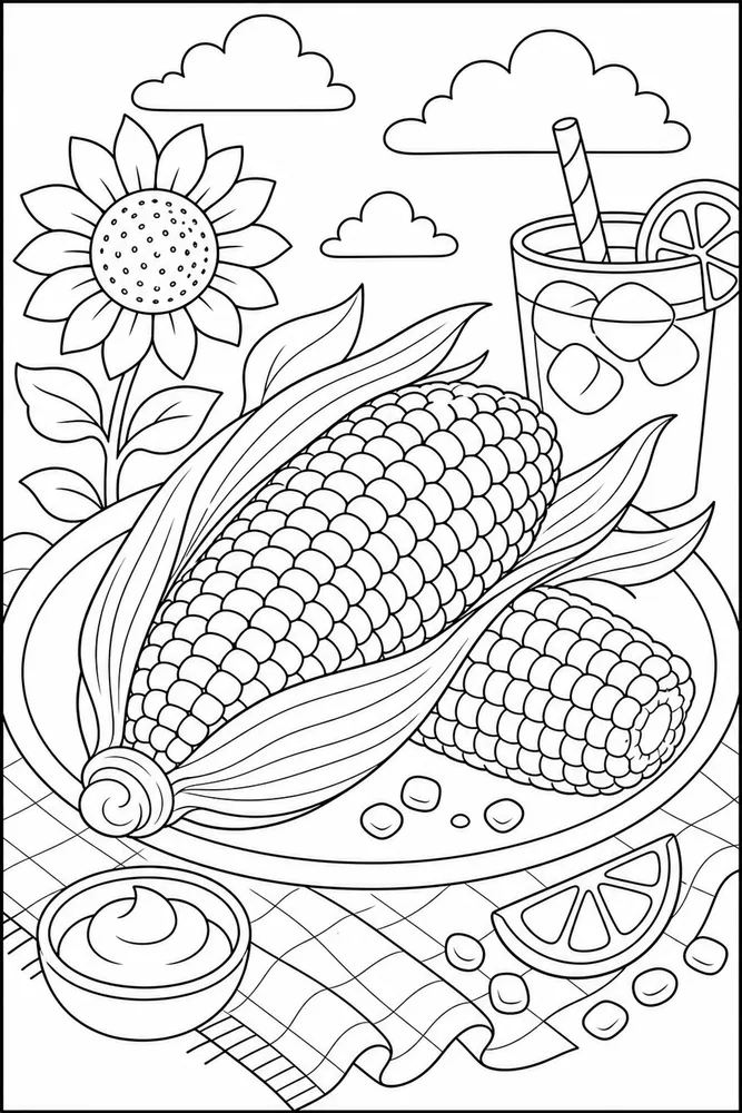Summer Food Corn On Cob coloring page