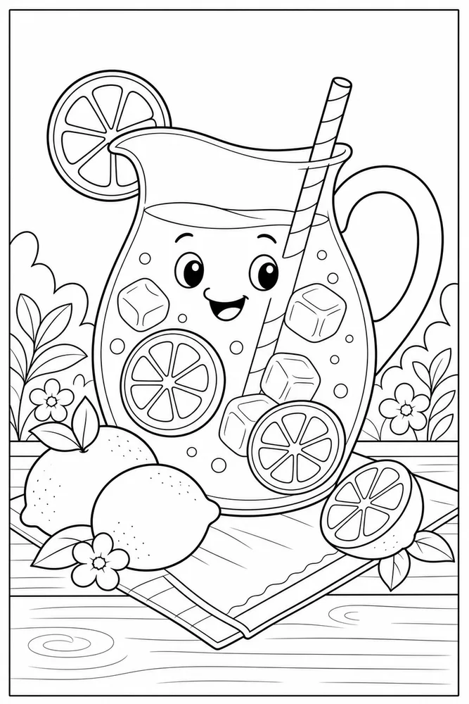 Summer Food Lemonade Pitcher coloring page