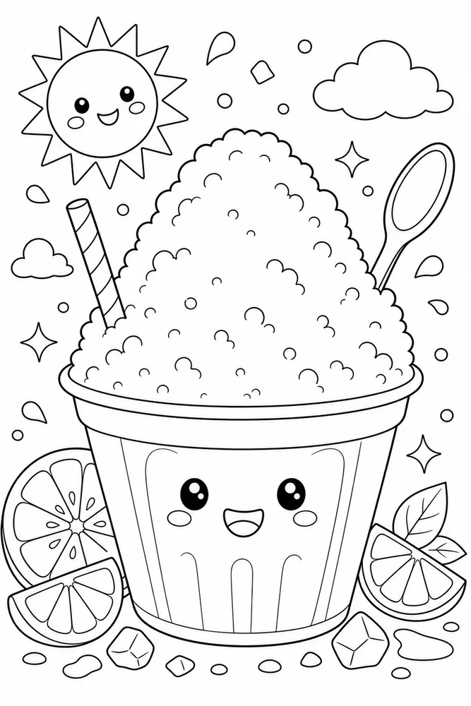 Summer Food Snow Cone coloring page