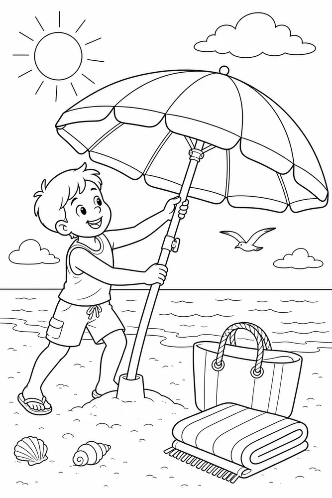 Summer Weather Summer weather activity scene coloring page