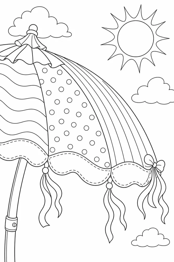 Summer Weather Summer weather close up detail coloring page