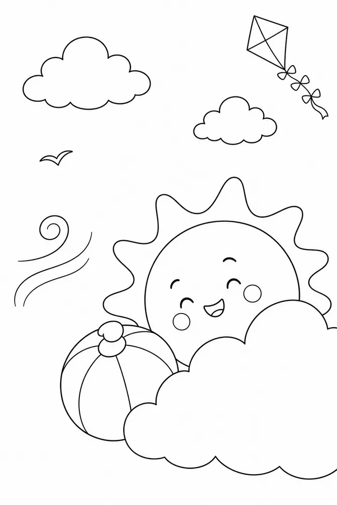Summer Weather Summer weather easy beginner page coloring page