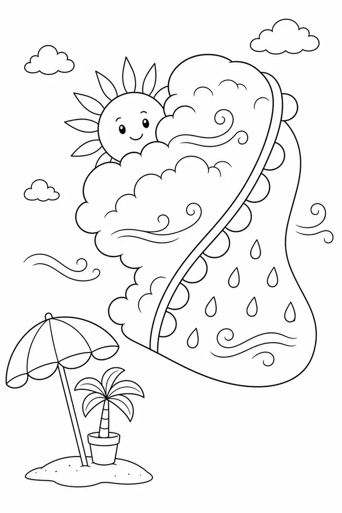Summer Weather Coloring Pages preview: Summer Weather Summer weather front portrait coloring page