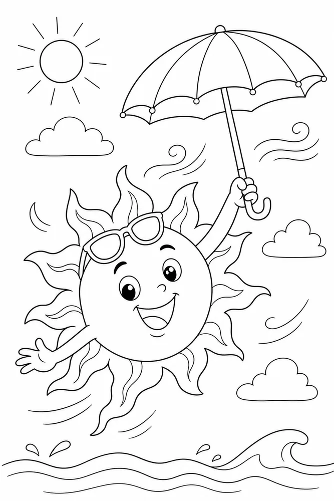Summer Weather Summer weather playful pose coloring page