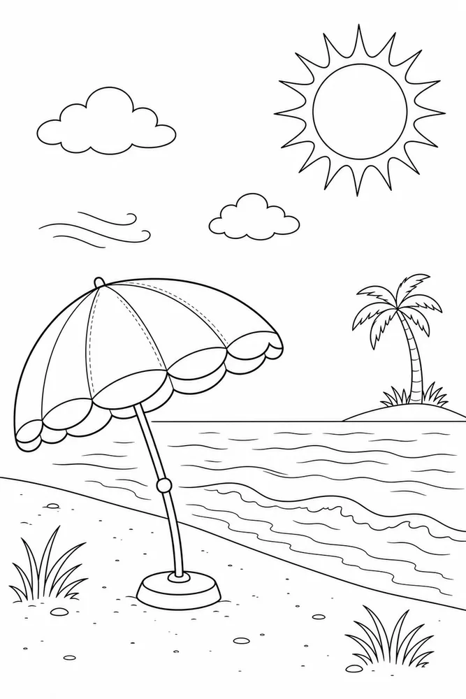 Summer Weather Summer weather simple scene coloring page