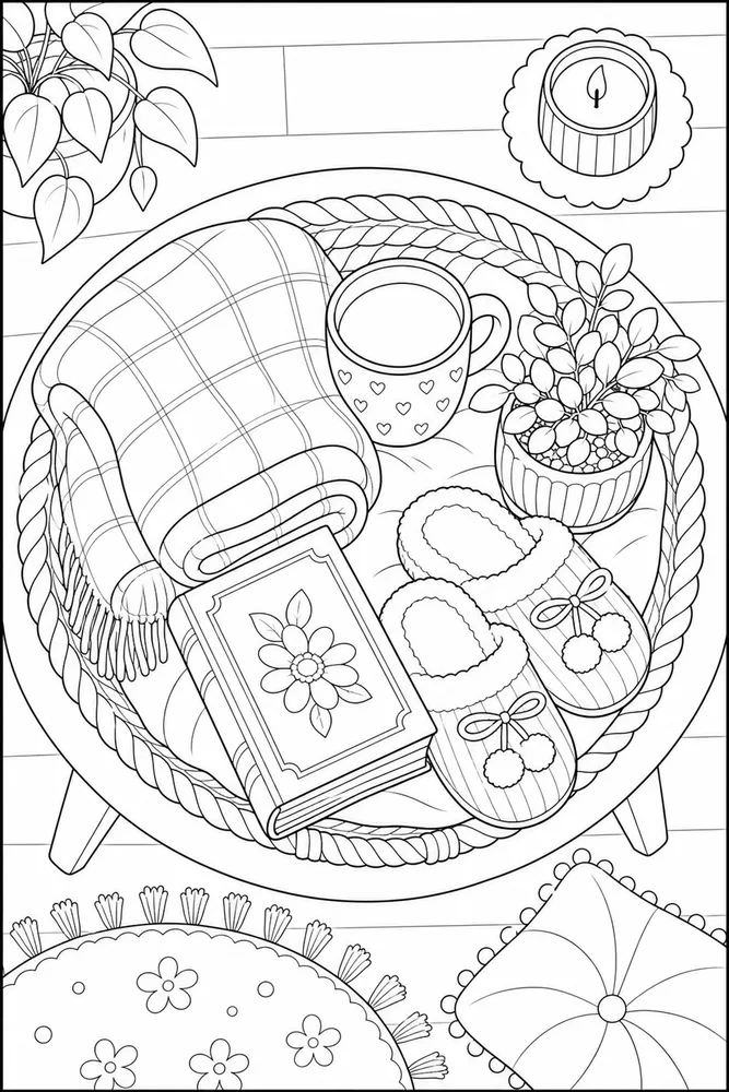 Cute Coloring Pages for Teens Cute coloring pages for teens cozy indoor moment coloring page