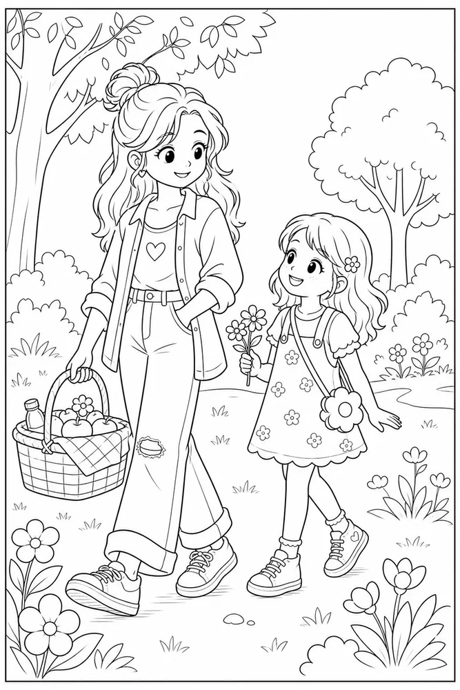 Cute Coloring Pages for Teens Cute coloring pages for teens family scene coloring page